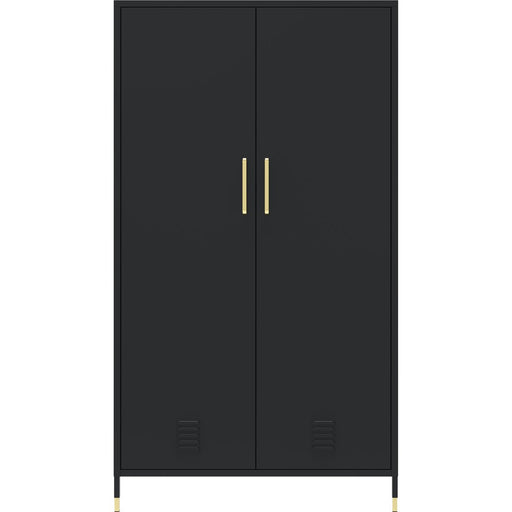 Metal Wardrobe Cabinet 2 Doors 1 Hanging Rail & 1 Shelf 800x500x1440mm Black |  HMA18 Makfry