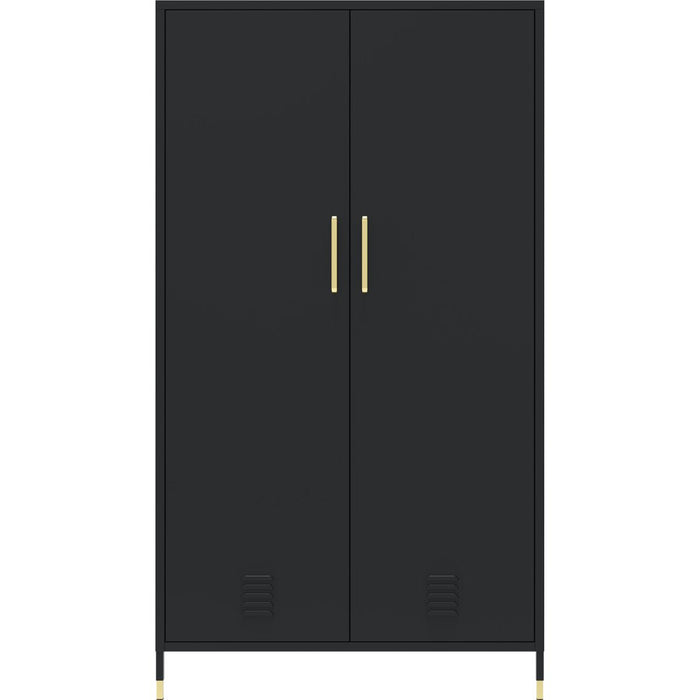 Metal Wardrobe Cabinet 2 Doors 1 Hanging Rail & 1 Shelf 800x500x1440mm Black |  HMA18 Makfry