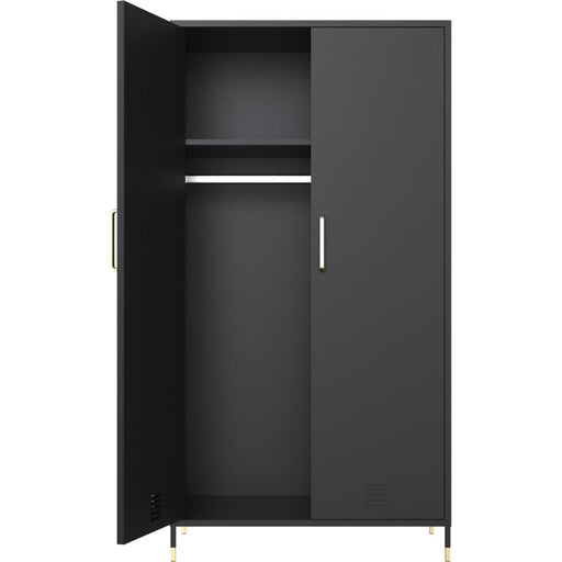Metal Wardrobe Cabinet 2 Doors 1 Hanging Rail & 1 Shelf 800x500x1440mm Black |  HMA18 Makfry