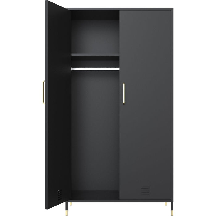 Metal Wardrobe Cabinet 2 Doors 1 Hanging Rail & 1 Shelf 800x500x1440mm Black |  HMA18 Makfry
