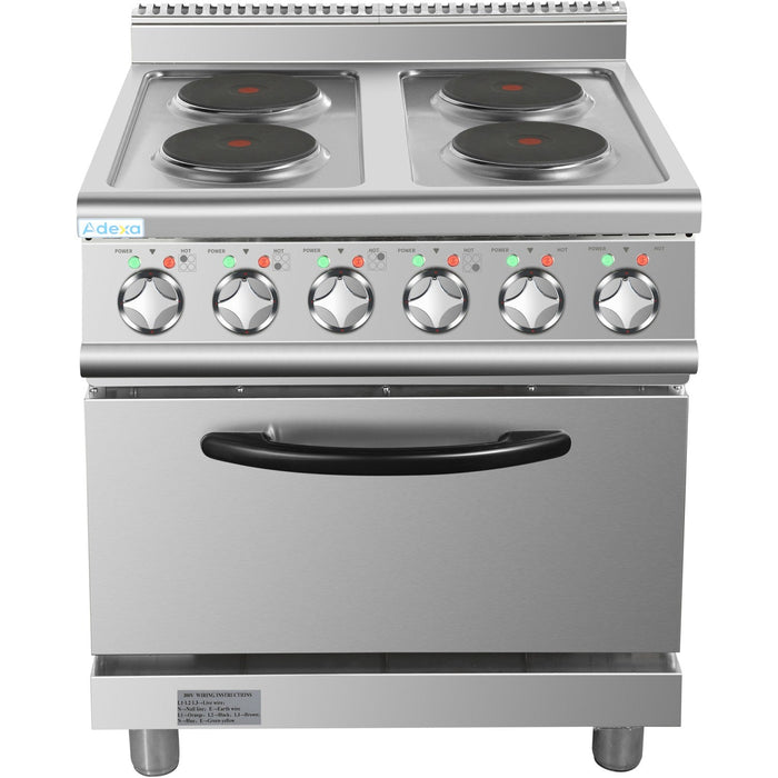 Commercial Electric Cooker 4 Burners With Electric Oven 8k W+4.8k W 700mm Depth | Hrq712 A Makfry