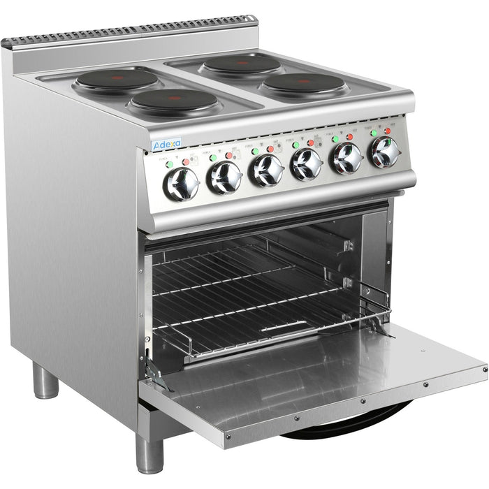 Commercial Electric Cooker 4 Burners With Electric Oven 8k W+4.8k W 700mm Depth | Hrq712 A Makfry