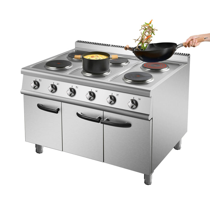 Commercial Electric Cooker 6 Burners With Cabinet Base 6x2k W 700mm Depth |  Hrq762