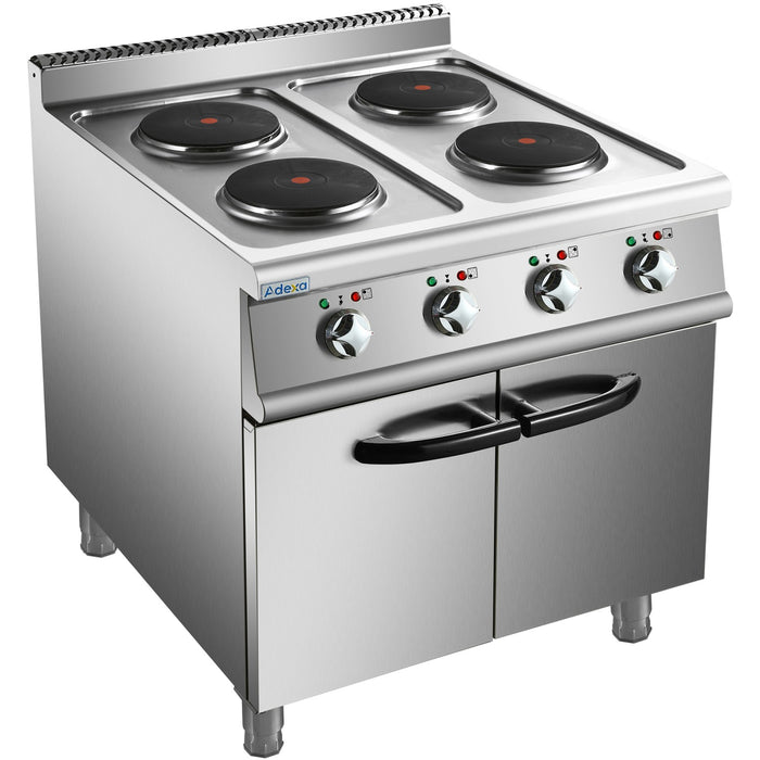 Commercial Electric Cooker 4 Burners with Cabinet Base 8kW 700mm Depth |  HRQ712