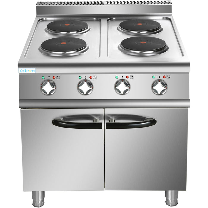 Commercial Electric Cooker 4 Burners with Cabinet Base 8kW 700mm Depth |  HRQ712