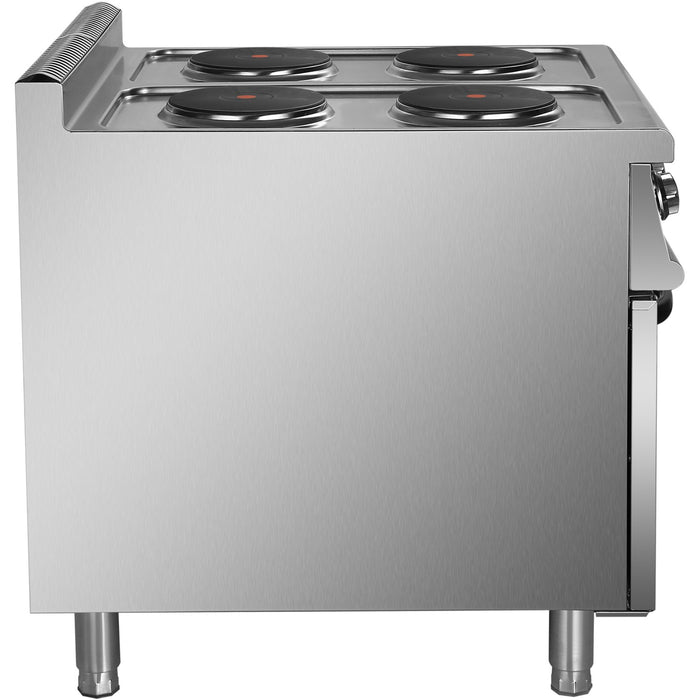 Commercial Electric Cooker 4 Burners with Cabinet Base 8kW 700mm Depth |  HRQ712