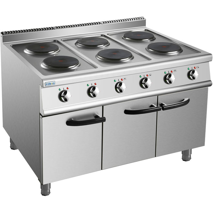 Commercial Electric Cooker 6 Burners with Cabinet Base 15.6kW 900mm Depth |  HRQ962