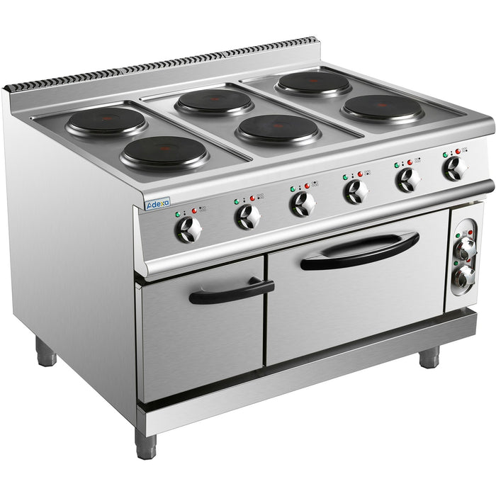 Commercial Electric Cooker 6 Burners with Electric Oven 15.6kW+4.8kW 900mm Depth |  HRQ962A