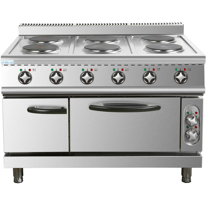 Commercial Electric Cooker 6 Burners with Electric Oven 15.6kW+4.8kW 900mm Depth |  HRQ962A