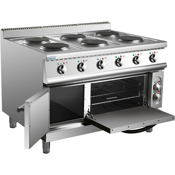 Commercial Electric Cooker 6 Burners with Electric Oven 15.6kW+4.8kW 900mm Depth |  HRQ962A