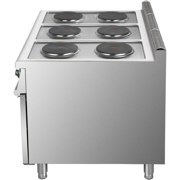 Commercial Electric Cooker 6 Burners with Cabinet Base 15.6kW 900mm Depth |  HRQ962