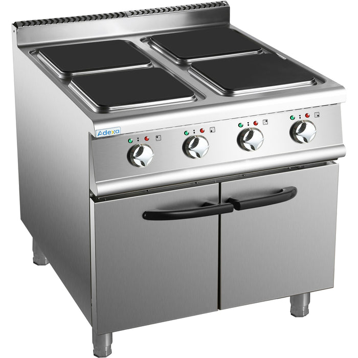 Commercial Electric Cooker 4 Square Burners with Cabinet 16kW 900mm Depth |  HSQ912C