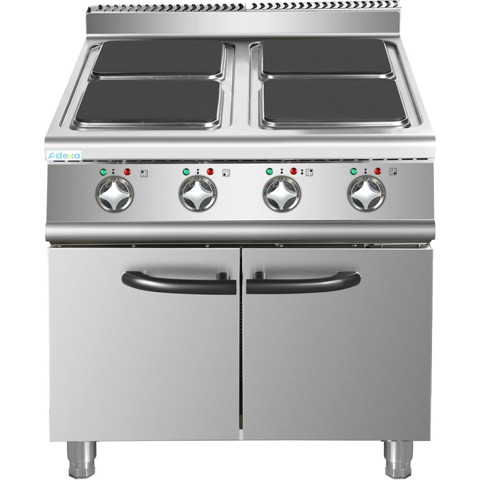 Commercial Electric Cooker 4 Square Burners with Cabinet 16kW 900mm Depth |  HSQ912C