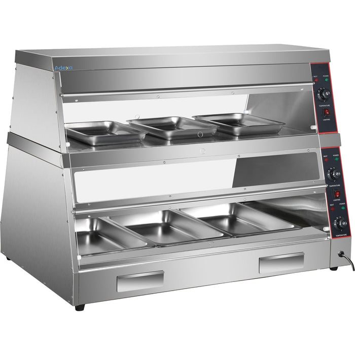 Commercial Two Tier Heated Showcase Food And Chicken Warmer 1200x760x860mm Countertop Dry Heat And Wet Heat |  Hw6 Pb Makfry