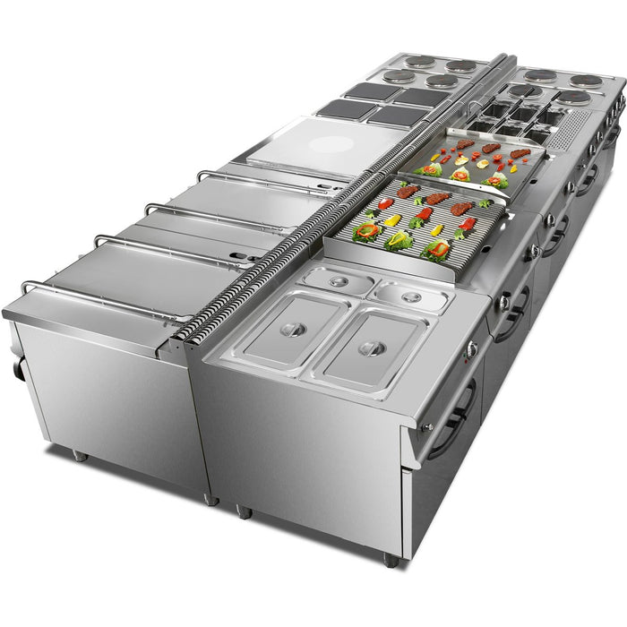 Commercial Electric Cooker 6 Burners with Cabinet Base 15.6kW 900mm Depth |  HRQ962