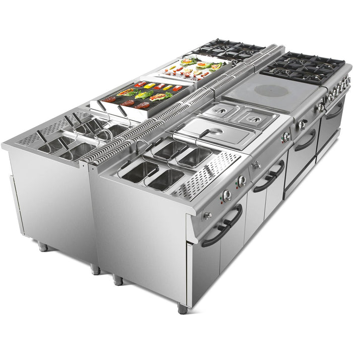 Commercial Electric Bain Marie with Cabinet 1xGN1/1 + 2xGN1/2 5kW 700mm Depth |  HEB709A