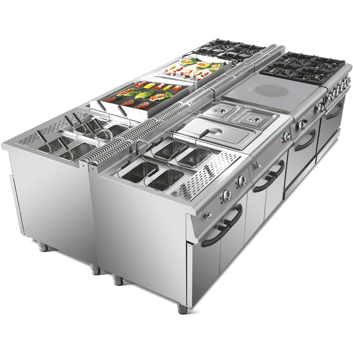 Commercial Electric Cooker 4 Burners with Cabinet Base 8kW 700mm Depth |  HRQ712