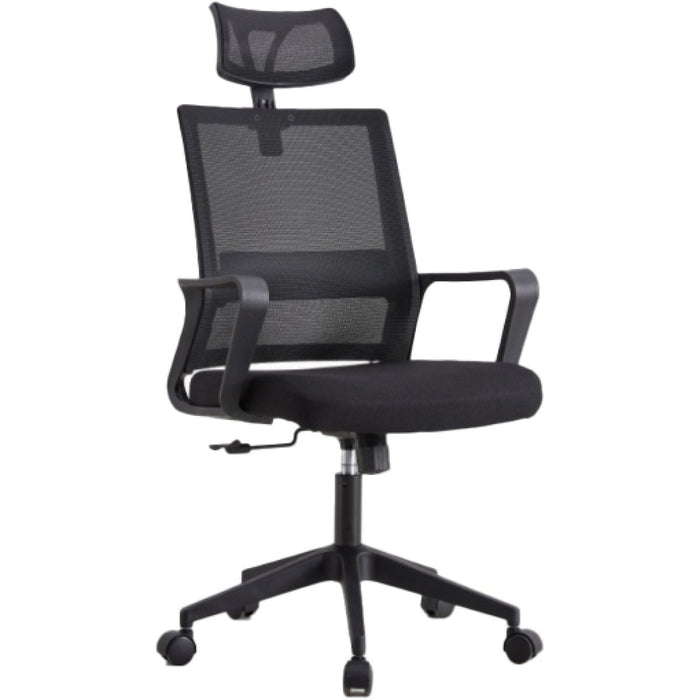 Mesh Office Chair with Headrest Black |  HY695 Makfry