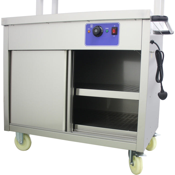 Mobile Flat Top Hot Cupboard with 2 tier Heated Gantry 900mm |  HYH09HD