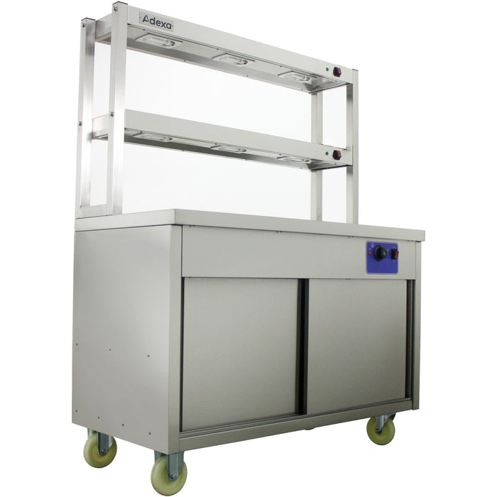 Mobile Flat Top Hot Cupboard with 2 tier Heated Gantry 1500mm |  HYH15HD