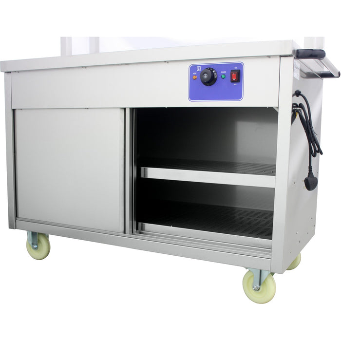 Mobile Flat Top Hot Cupboard with 2 tier Heated Gantry 1200mm |  HYH12HD