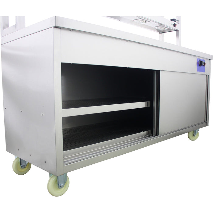 Mobile Flat Top Hot Cupboard with 2 tier Heated Gantry 1800mm |  HYH18HD