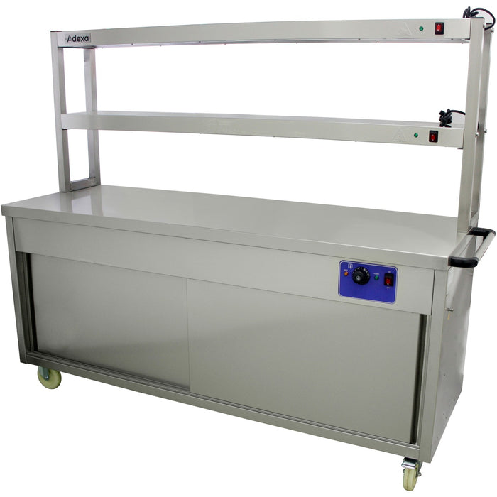 Mobile Flat Top Hot Cupboard with 2 tier Heated Gantry 1800mm |  HYH18HD