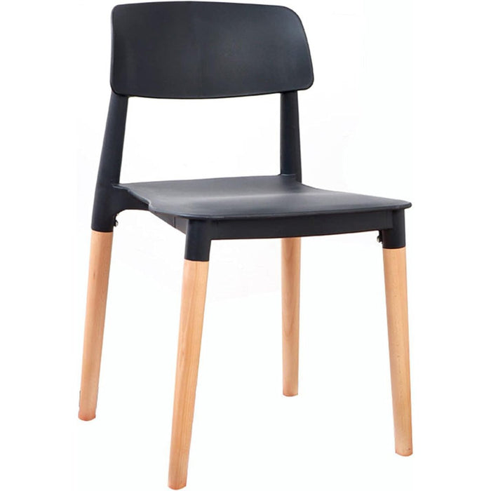 Bistro Dining Chair PP Seat with Beech Wood Legs Black |  HYL088 Makfry