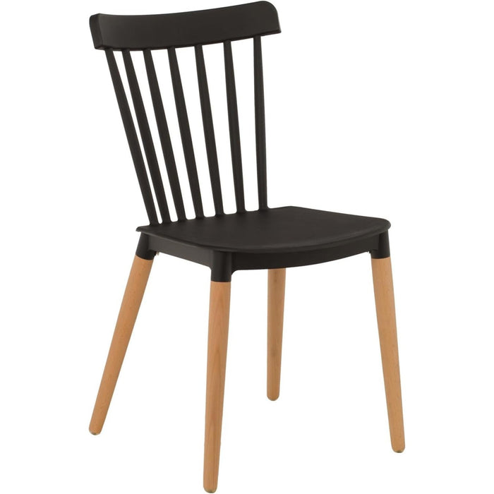 Bistro Dining Chair Straight Back PP Seat with Beech Wood Legs Black |  HYW01 Makfry