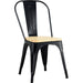 Bistro Dining Chair with Wooden seat Steel Black Indoors |  HYX503F2 Makfry