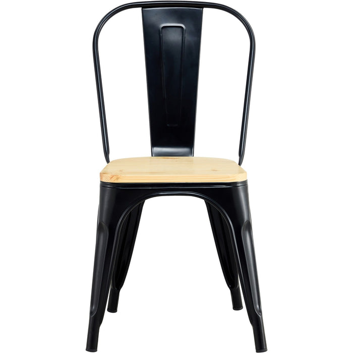 Bistro Dining Chair with Wooden seat Steel Black Indoors |  HYX503F2 Makfry