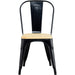 Bistro Dining Chair with Wooden seat Steel Black Indoors |  HYX503F2 Makfry