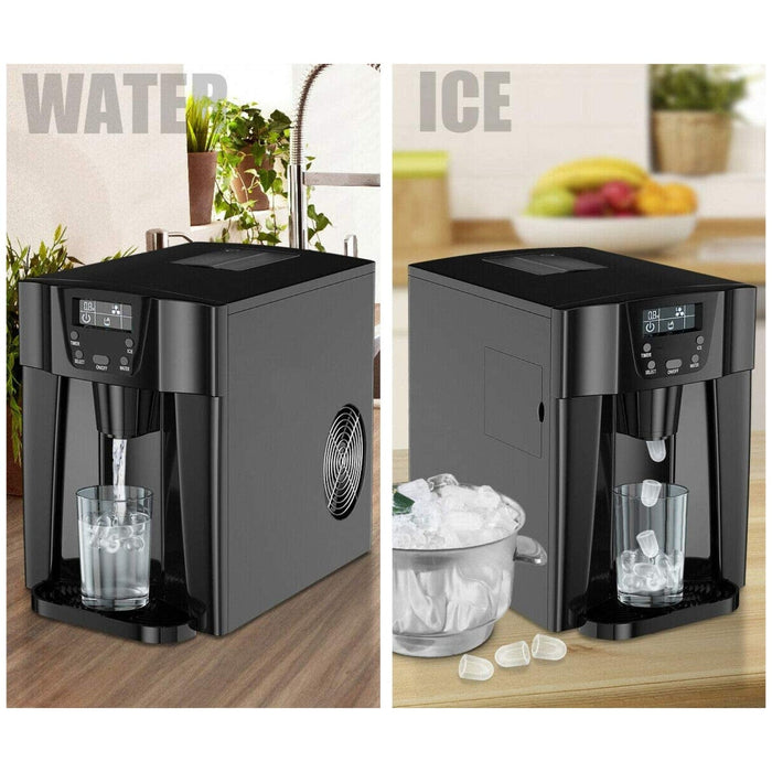 2-in-1 Ice Maker & Cold Water Dispenser Countertop 12kg/24h 0.6kg bin |  HZB12E Makfry