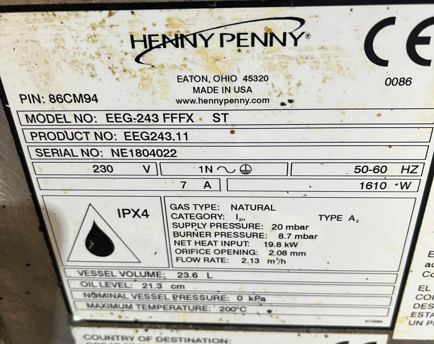 Henny Penny Open Fryer Evolution Elite EEG-243 Triple Tank Gas-Refurbished Canmac Refurbished