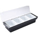 Garnish Tray / Condiment Dispenser with Lid 4 Compartments 500x160x90mm Black & White |  JGM104 Makfry