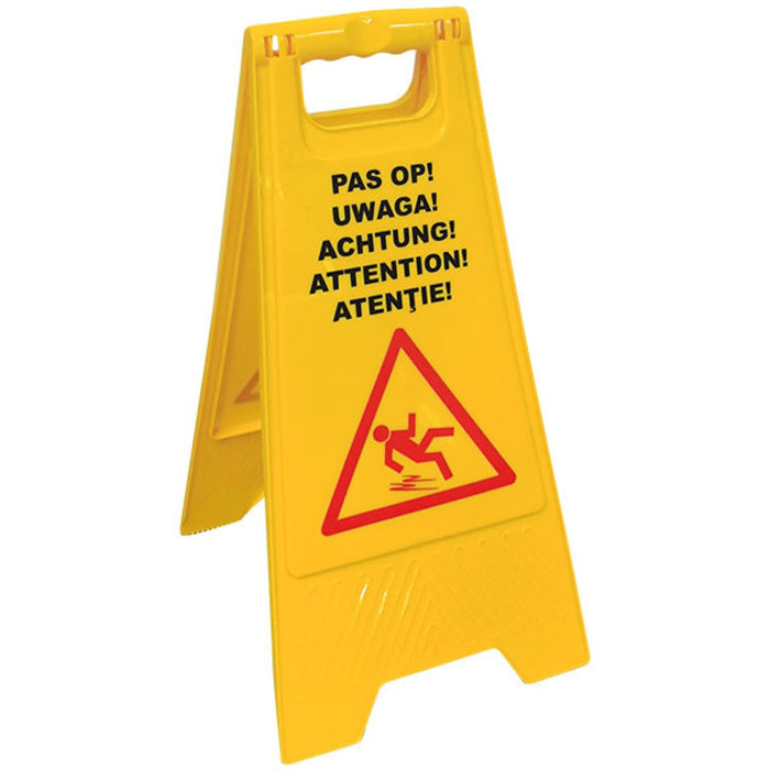 Yellow Caution Wet Floor Sign Multilingual Foldable Safety A-Board 620x300mm |  JGM1202 Makfry