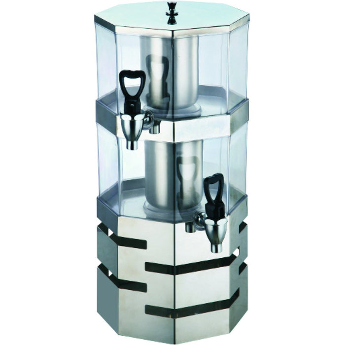 Commercial Juice Dispenser 2 Tier 8 litres Octagon |  JVS8A Makfry