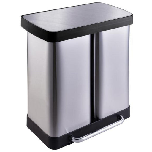 Commercial Pedal Double Waste Bin 2x36 Litres Satin Surface 590x362x616mm |  JY9127 Makfry