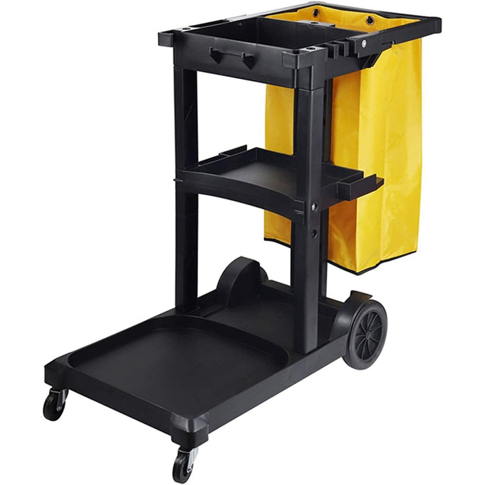 Professional Janitor/Cleaning Trolley Black with Lid 1200x520x990mm |  JYXMC301BLACK