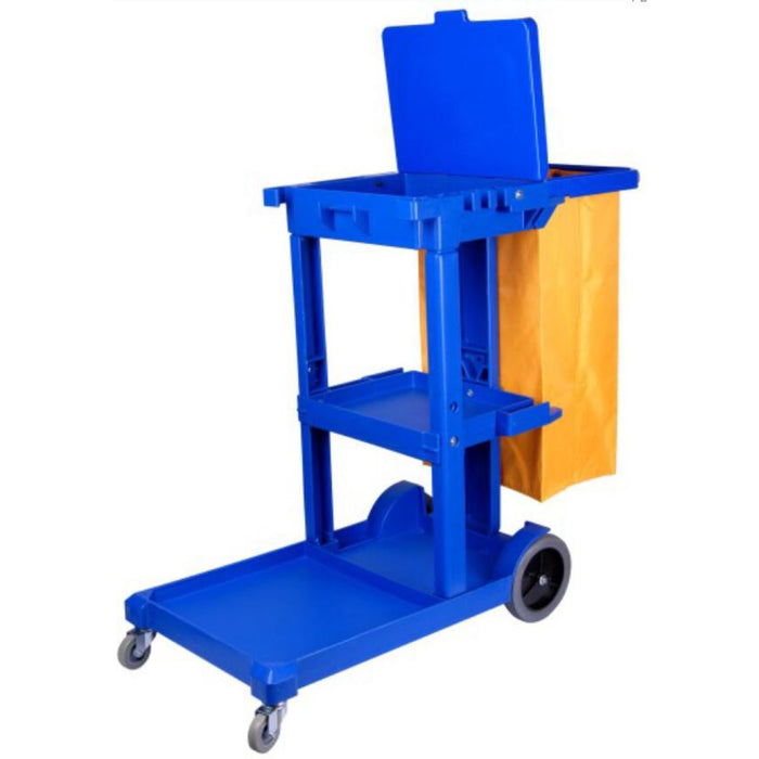 Professional Janitor/Cleaning Trolley Blue with Lid 1200x520x990mm |  JYXMC302