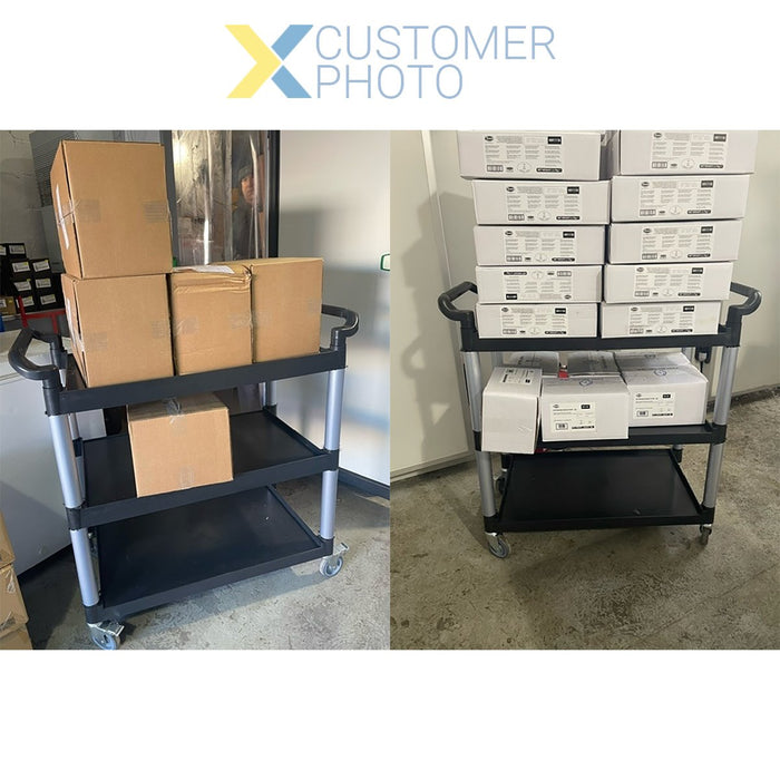Professional Utility Trolley Multi-purpose 3 tier Black 1070x500x990mm |  JYXUC407BLACK Makfry