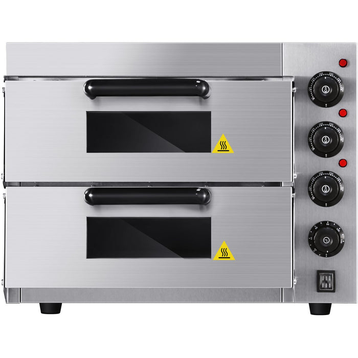 Commercial Double Pizza oven Electric 2 chamber 415x400mm Mechanical controls 3kW |  KNGEP2PT