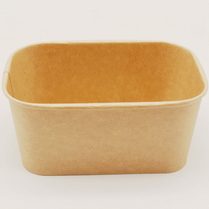 300pcs Kraft Rectangular Bowl 1000ml PE |  KPRB1000