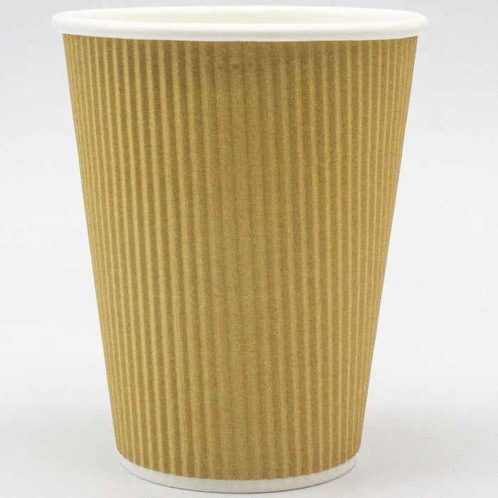 500pcs Kraft Ripple Wall Coffee Cup 12oz/354ml PE |  KR12OZ