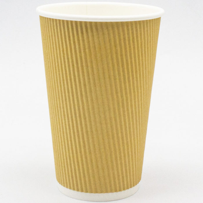 500pcs Kraft Ripple Wall Coffee Cup 16oz/473ml PE |  KR16OZ