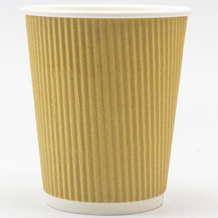 500pcs Kraft Ripple Wall Coffee Cup 8oz/237ml PE |  KR8OZ