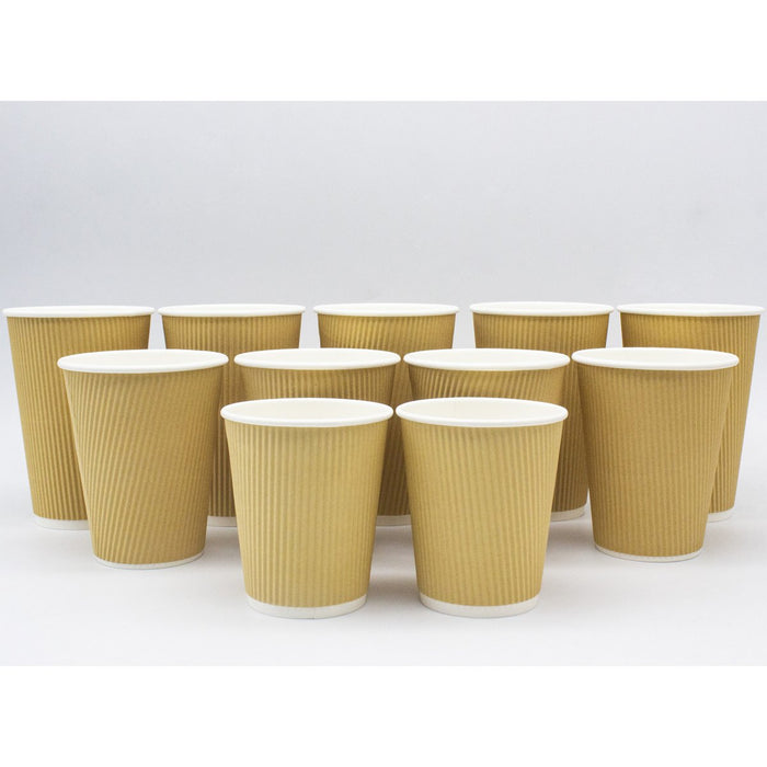 500pcs Kraft Ripple Wall Coffee Cup 16oz/473ml PE |  KR16OZ