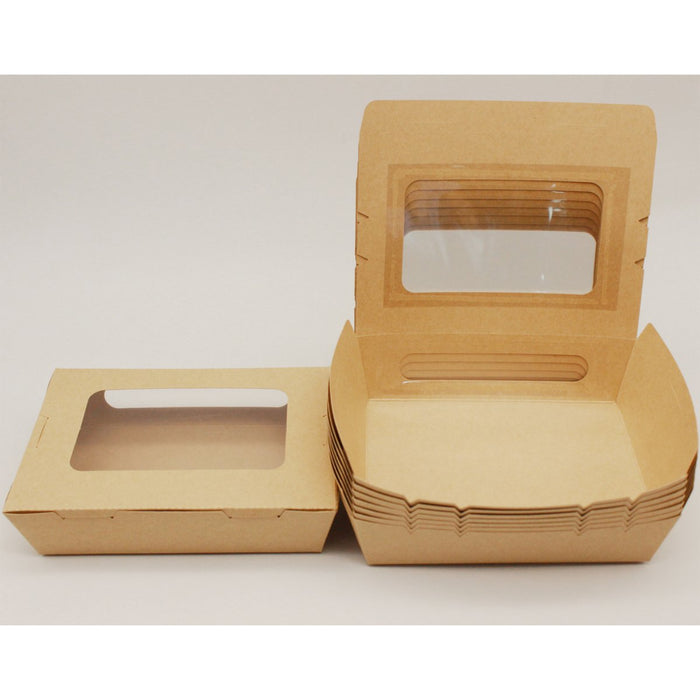 300pcs Kraft Salad Box with window 330ml PE |  KSBWINDOW330