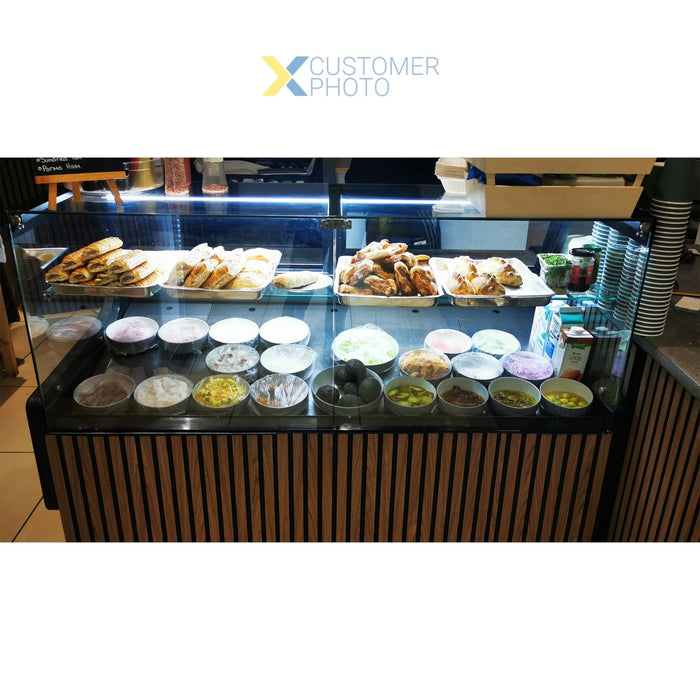 Serve Over Deli Counter Black Front Straight Glass Front Width 1580mm | Bluel106 Makfry