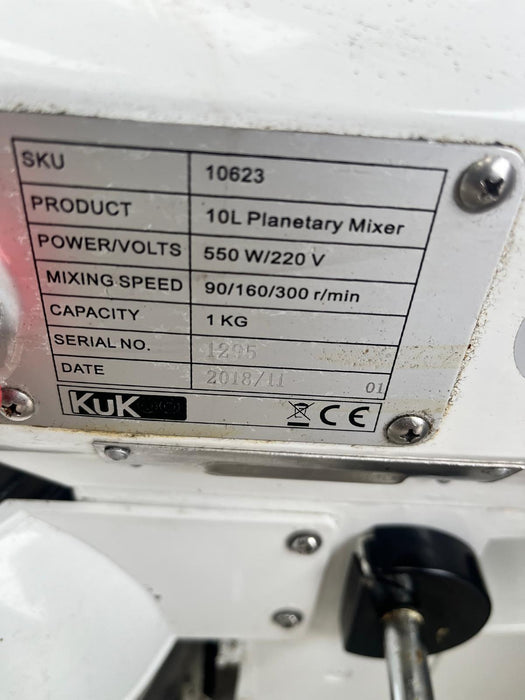 KUKoo 10623 Commercial Planetary 10L Food Mixer/Spiral Mixer - White_Refurbished Canmac Catering Equipment